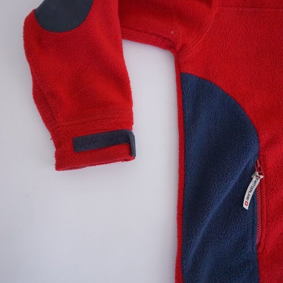 Vintage '90s Burisport.Ch Switzerland Red Navy Fleece Hiking Zip Up Sweater S - Picture 8 of 10